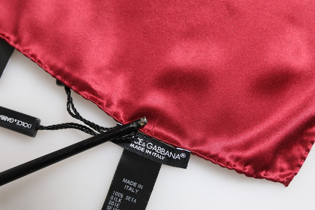 Dolce & Gabbana Red Solid Satin Silk Square Handkerchief Scarf - RIMODA