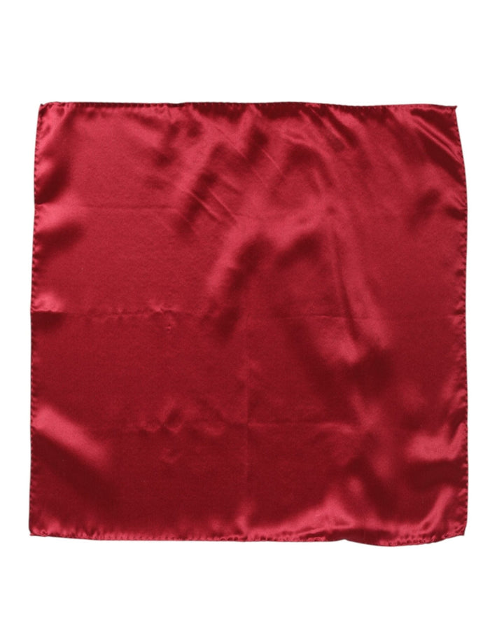 Dolce & Gabbana Red Solid Satin Silk Square Handkerchief Scarf - RIMODA