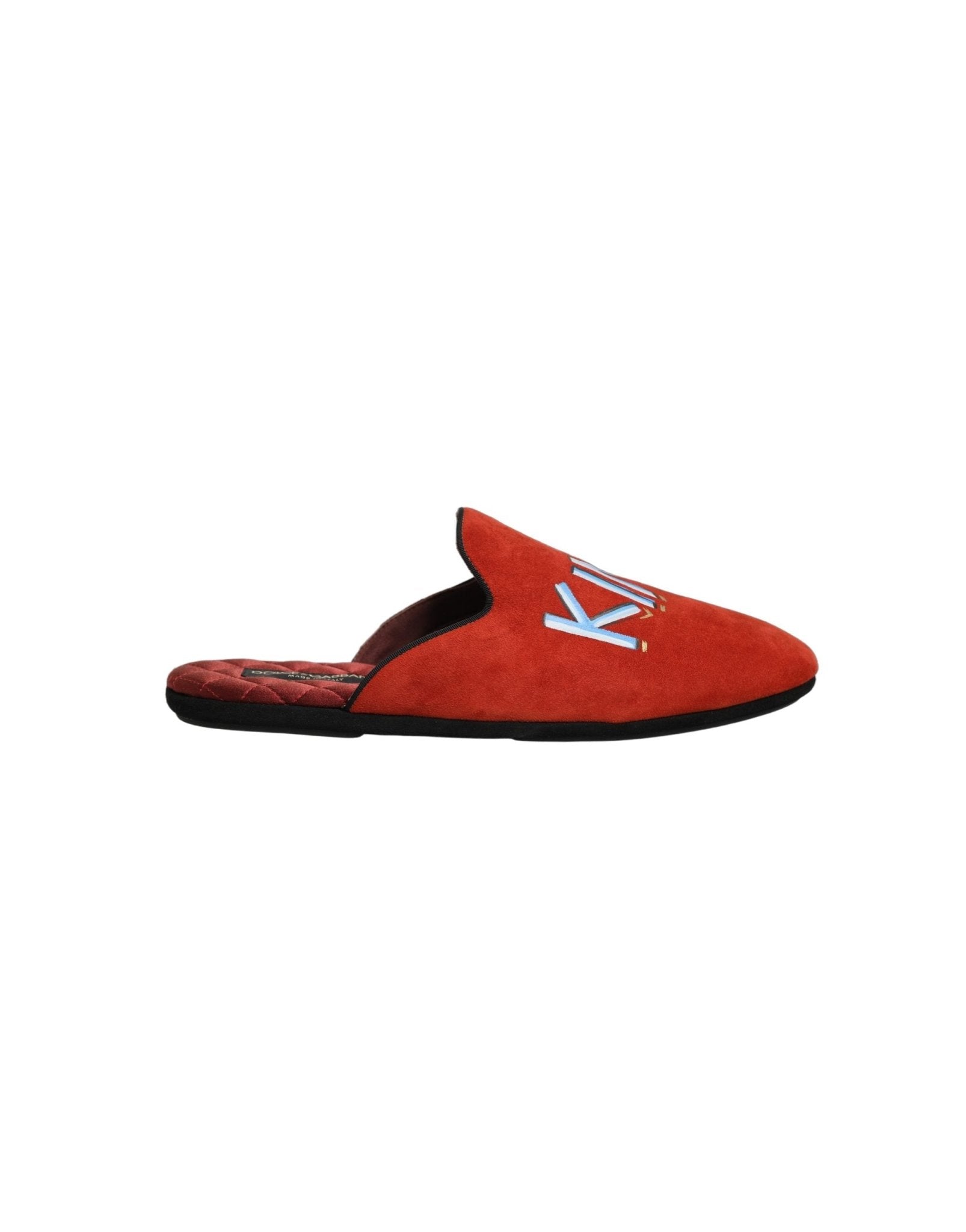 Dolce & Gabbana Red Suede DG King Men House Slipper Shoes - RIMODA