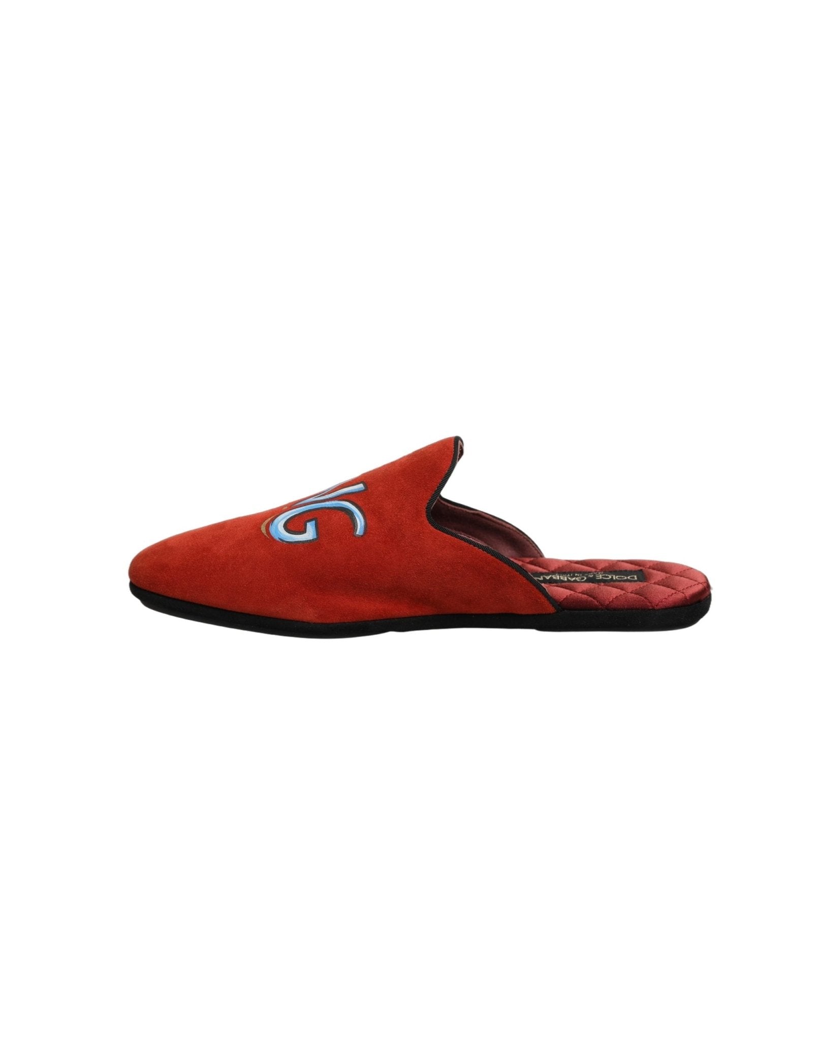 Dolce & Gabbana Red Suede DG King Men House Slipper Shoes - RIMODA
