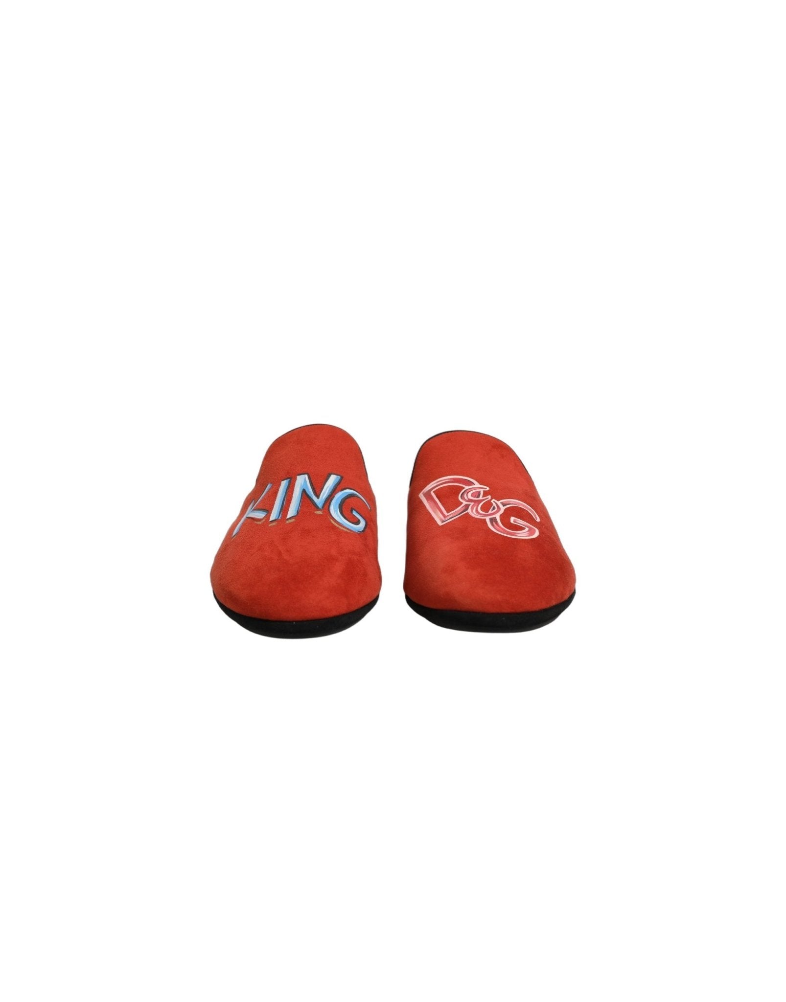 Dolce & Gabbana Red Suede DG King Men House Slipper Shoes - RIMODA