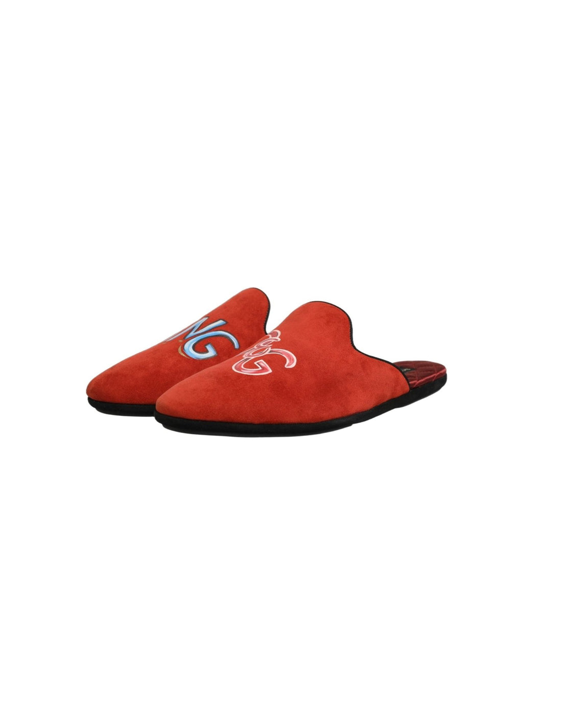 Dolce & Gabbana Red Suede DG King Men House Slipper Shoes - RIMODA
