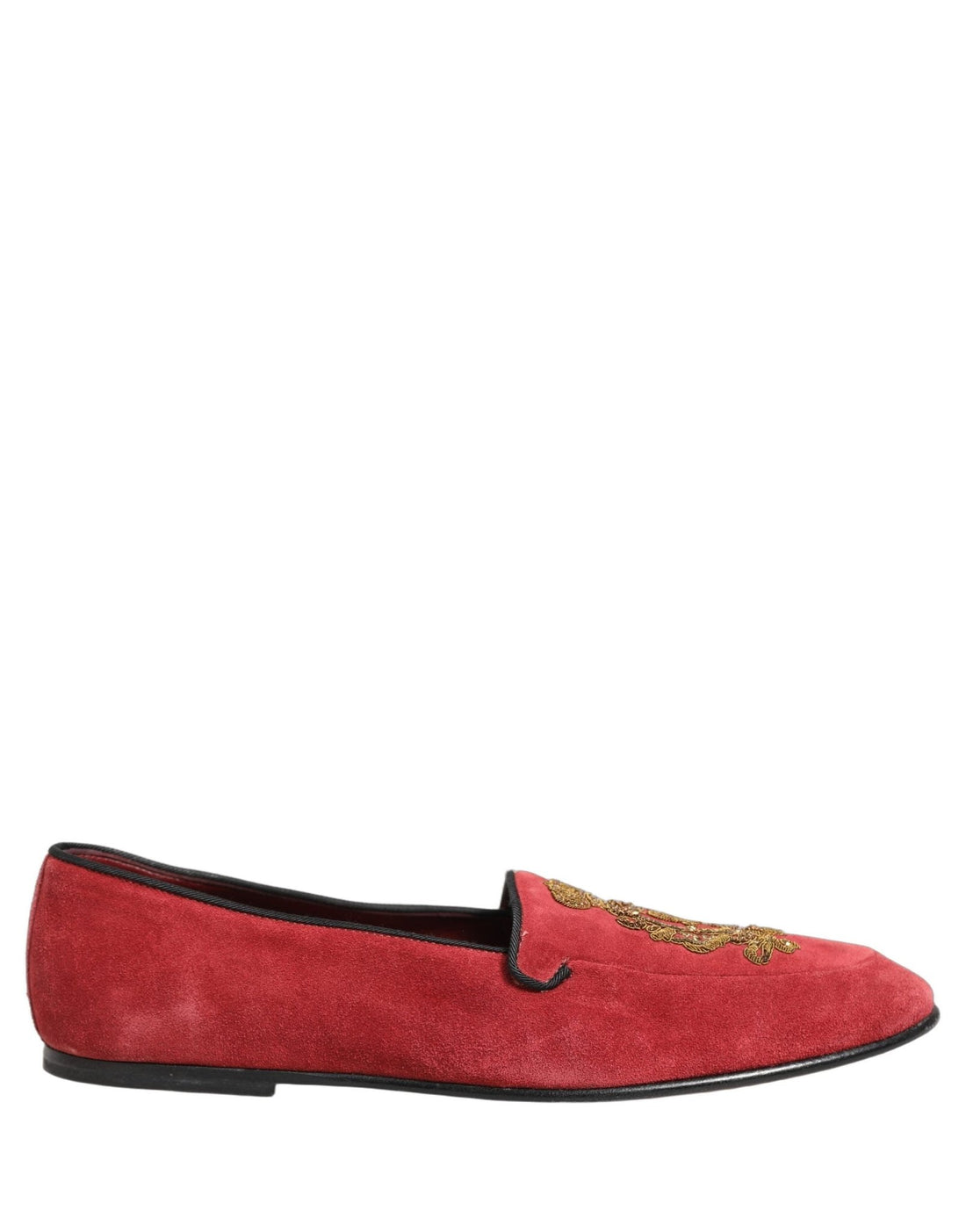 Dolce & Gabbana Red Velvet Logo Embroidery Men Loafers Shoes - RIMODA