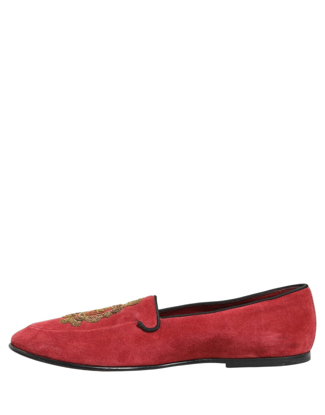 Dolce & Gabbana Red Velvet Logo Embroidery Men Loafers Shoes - RIMODA