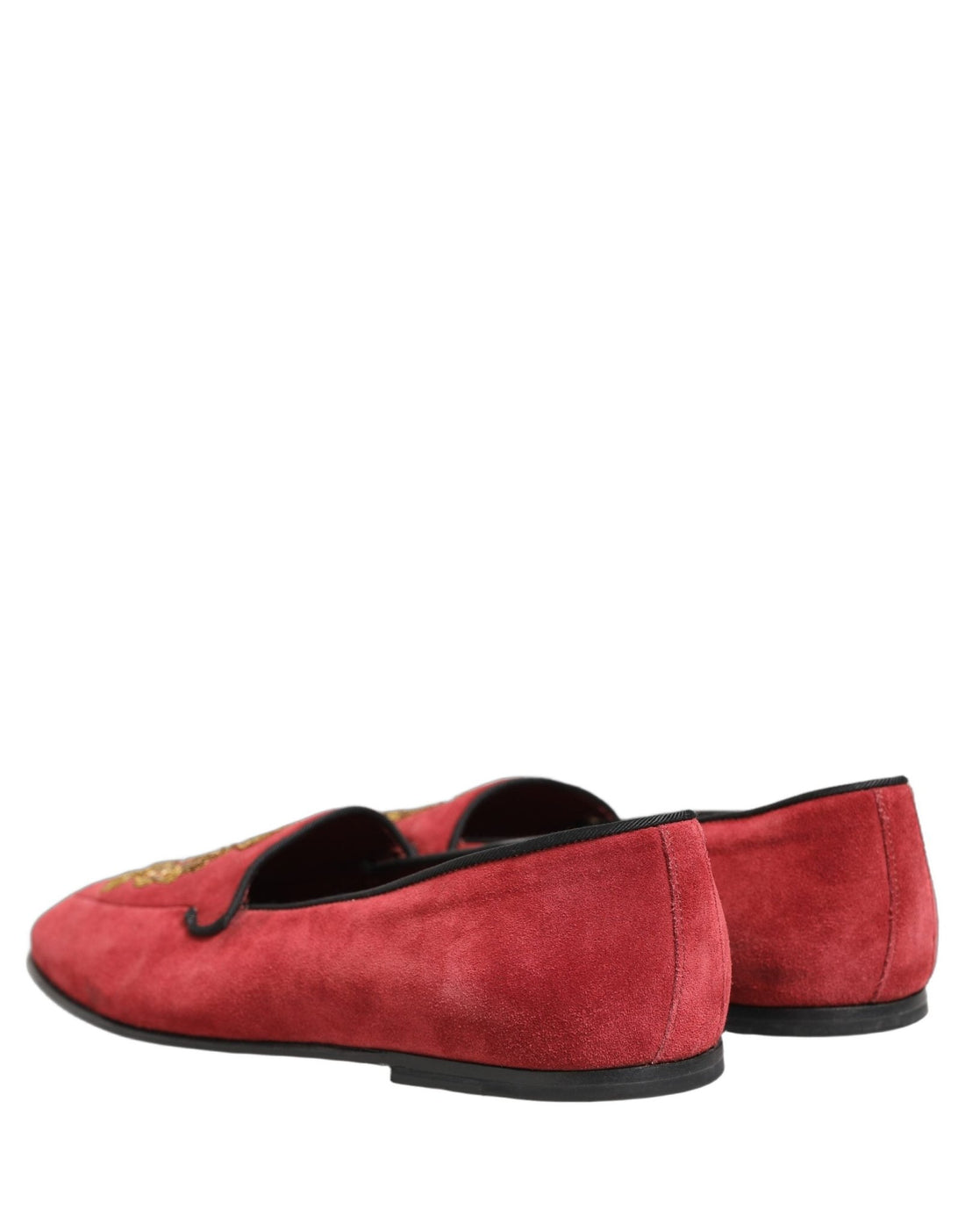 Dolce & Gabbana Red Velvet Logo Embroidery Men Loafers Shoes - RIMODA
