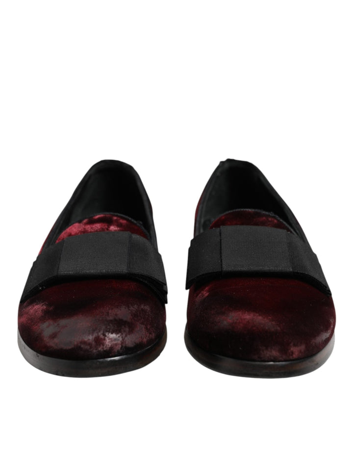 Dolce & Gabbana Red Velvet Men Slip On Loafers Dress Shoes - RIMODA