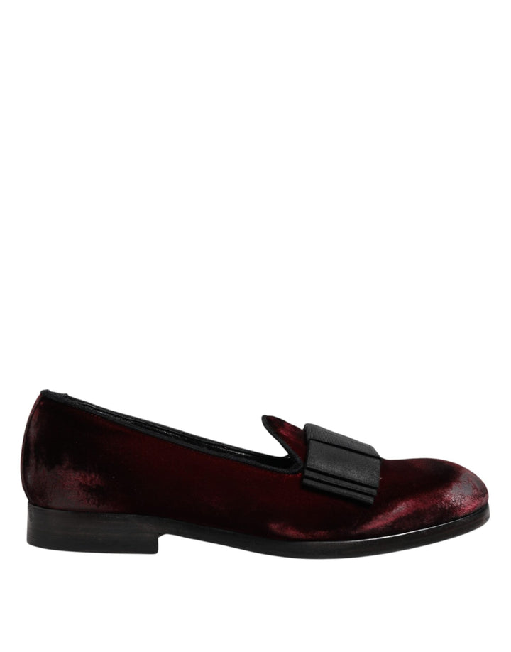 Dolce & Gabbana Red Velvet Men Slip On Loafers Dress Shoes - RIMODA