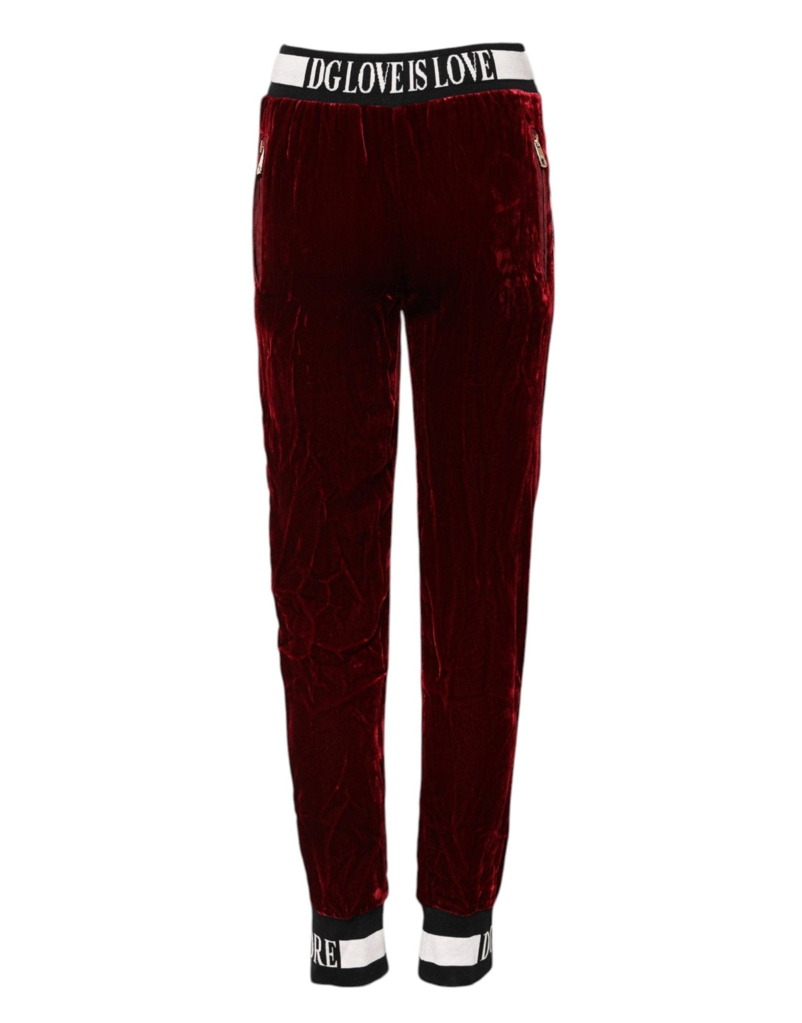 Dolce & Gabbana Red Viscose DG Logo Mid Waist Pants - RIMODA