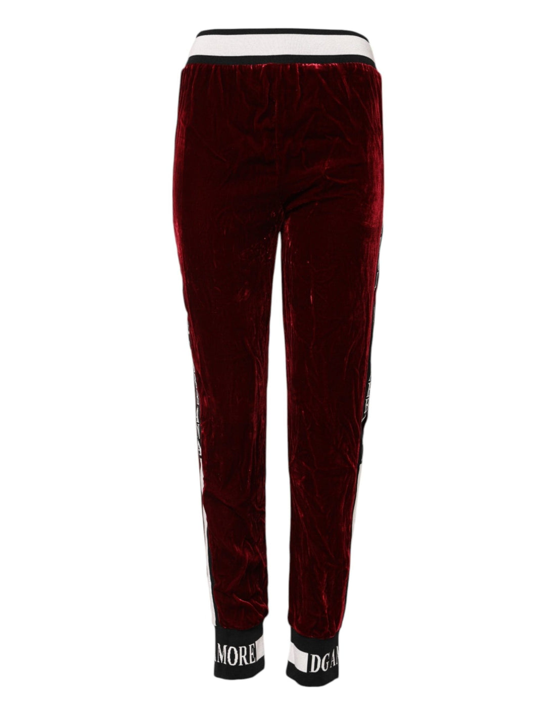Dolce & Gabbana Red Viscose DG Logo Mid Waist Pants - RIMODA