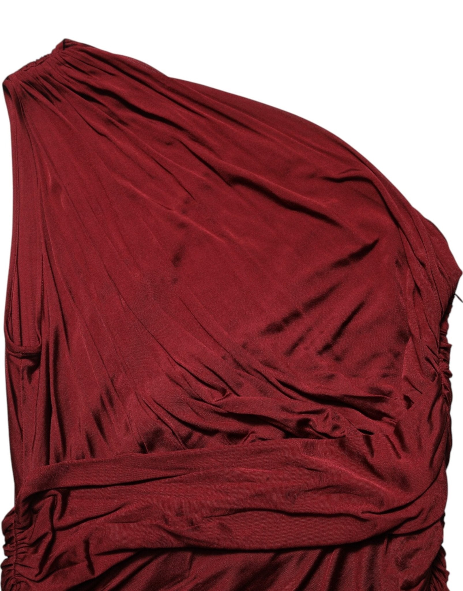 Dolce & Gabbana Red Viscose Fitted One Shoulder Midi Dress - RIMODA
