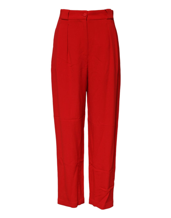 Dolce & Gabbana Red Viscose High Waist Tapered Pants - RIMODA