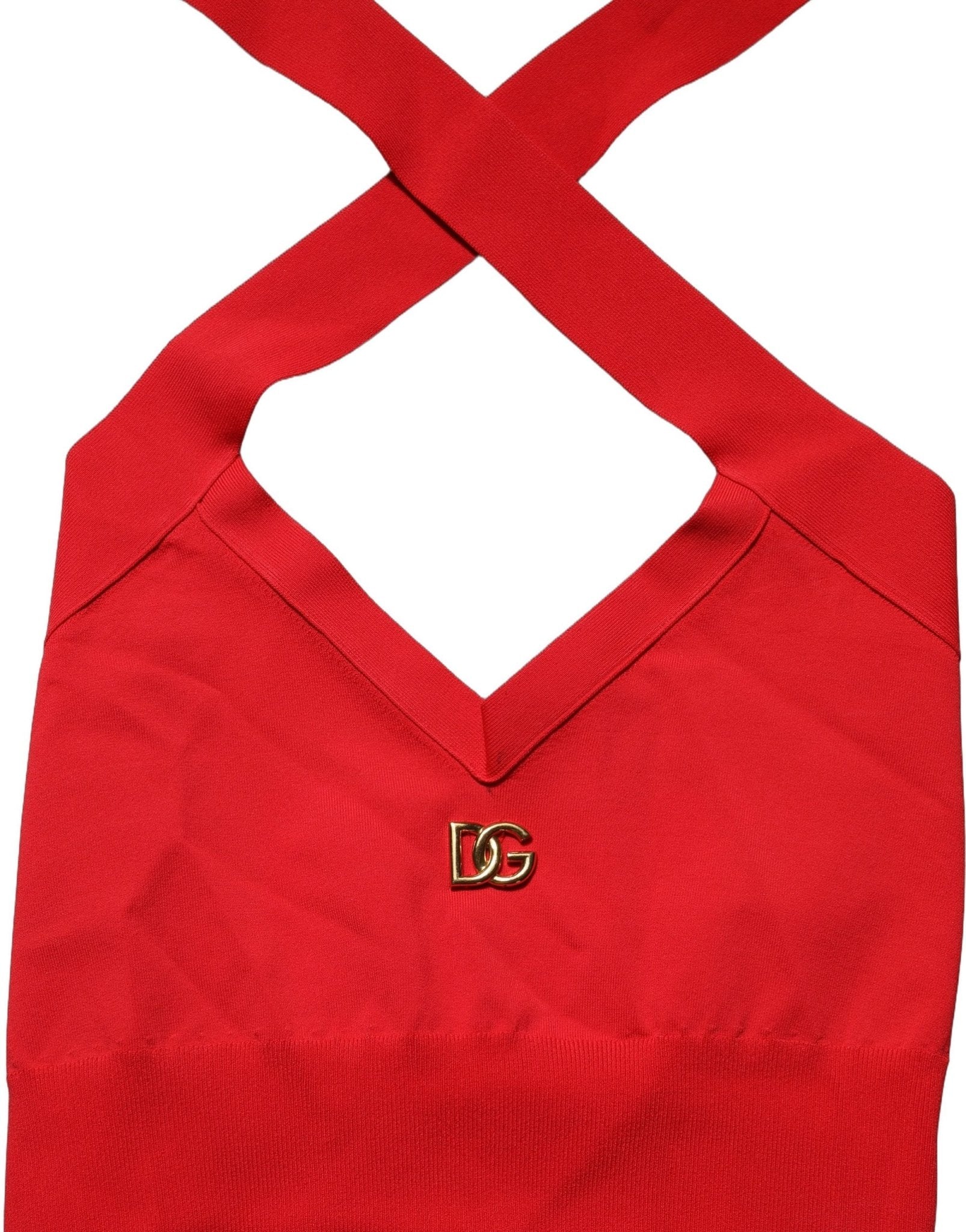 Dolce & Gabbana Red Viscose Sleeveless Halter Crop Tank Top - RIMODA