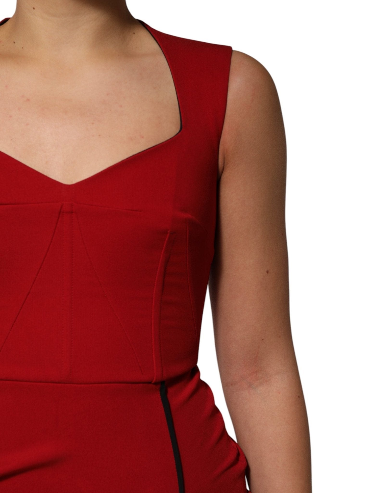 Dolce & Gabbana Red Viscose Stretch Slit Sheath Midi Dress - RIMODA
