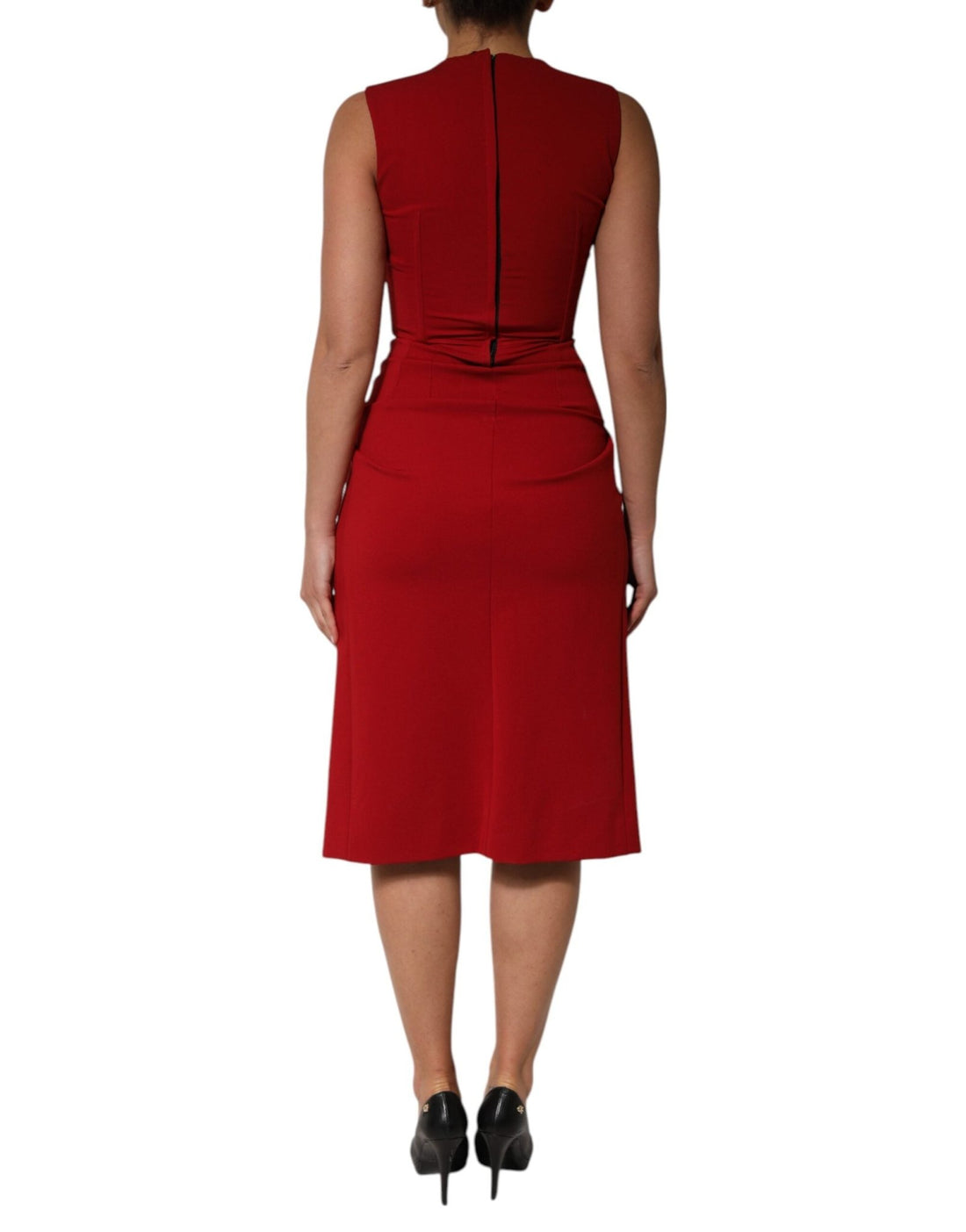Dolce & Gabbana Red Viscose Stretch Slit Sheath Midi Dress - RIMODA