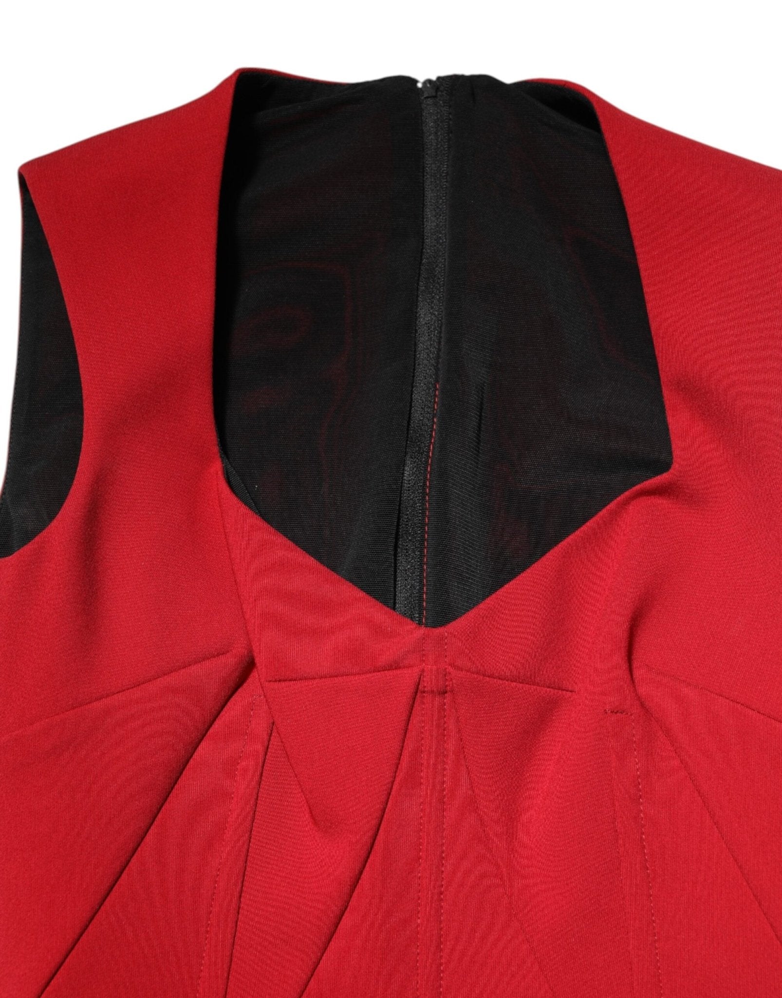 Dolce & Gabbana Red Viscose Stretch Slit Sheath Midi Dress - RIMODA