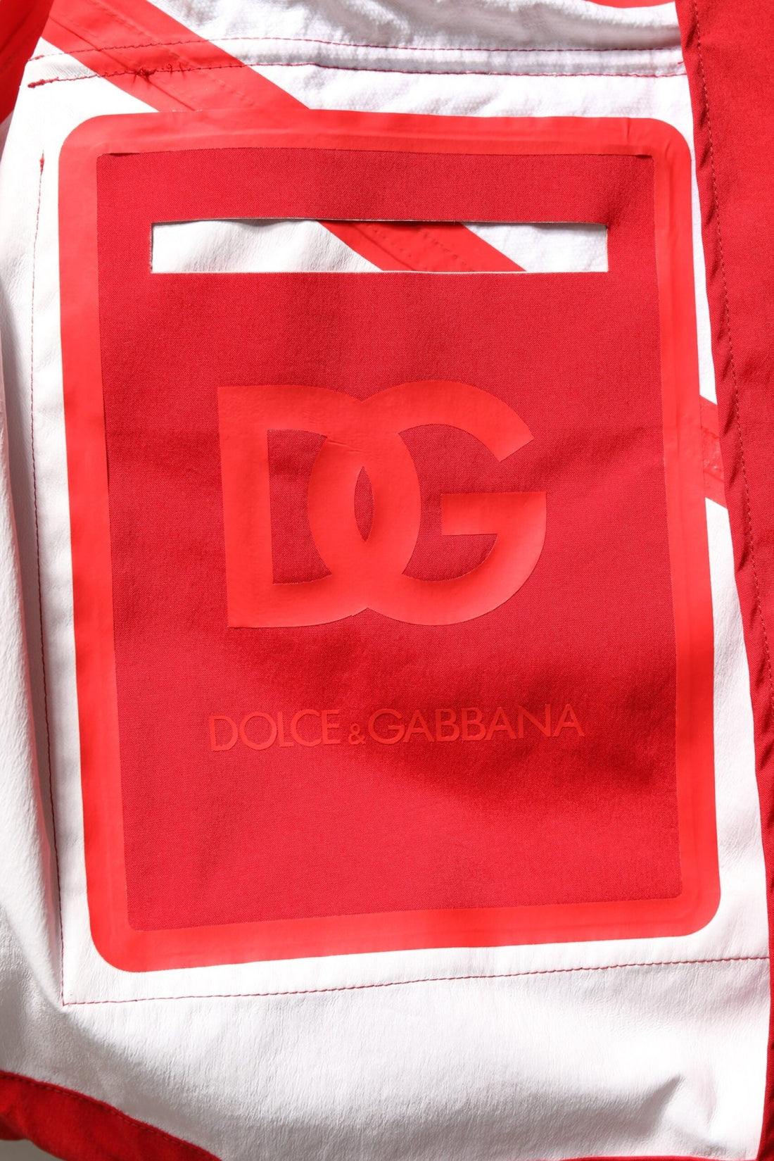 Dolce & Gabbana Red White Nylon Full Zip Windbreaker Jacket - RIMODA