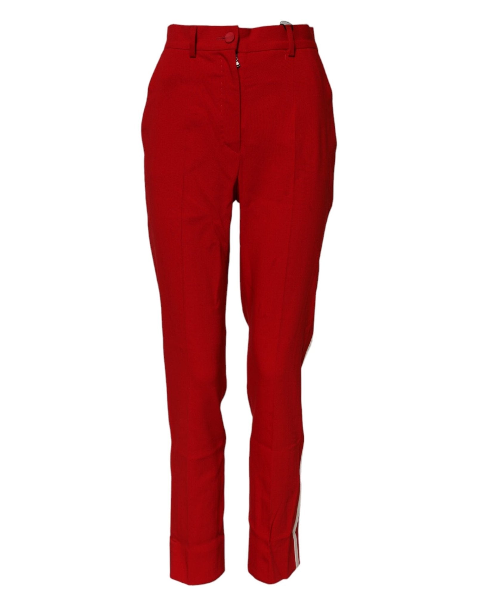 Dolce & Gabbana Red Wool Mid Waisted Tapered Pants - RIMODA