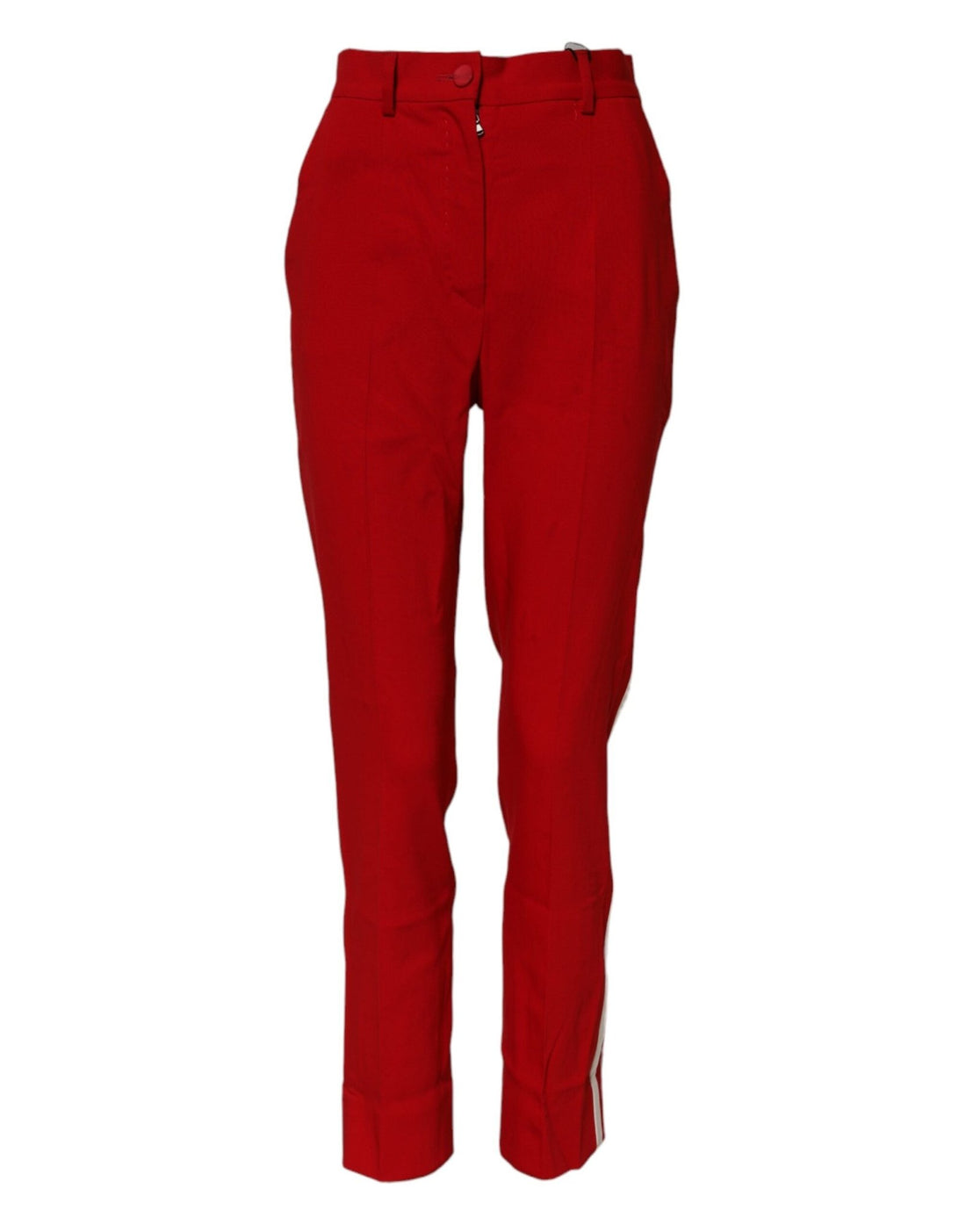 Dolce & Gabbana Red Wool Mid Waisted Tapered Pants - RIMODA