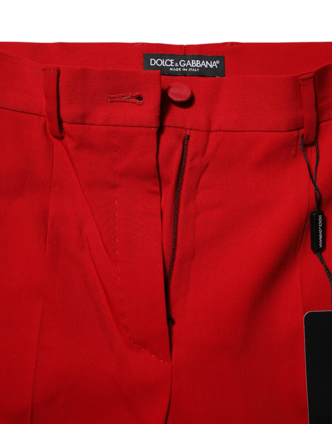 Dolce & Gabbana Red Wool Mid Waisted Tapered Pants - RIMODA