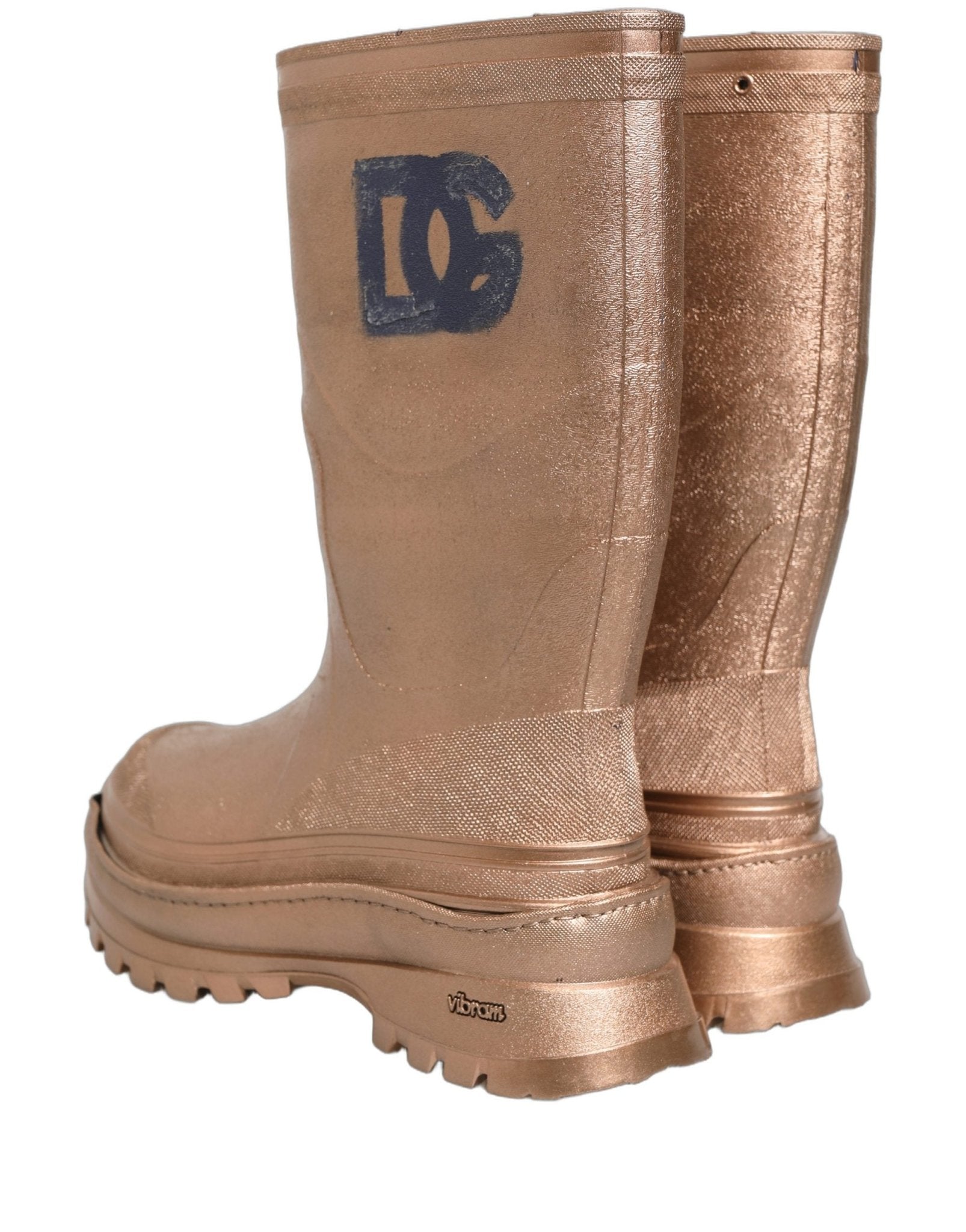 Dolce & Gabbana Rose Gold PVC Pull On Rain Boots Men Shoes - RIMODA