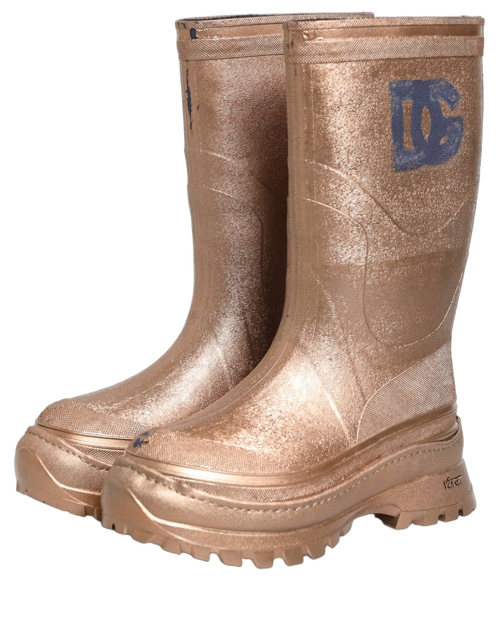 Dolce & Gabbana Rose Gold PVC Pull On Rain Boots Men Shoes - RIMODA