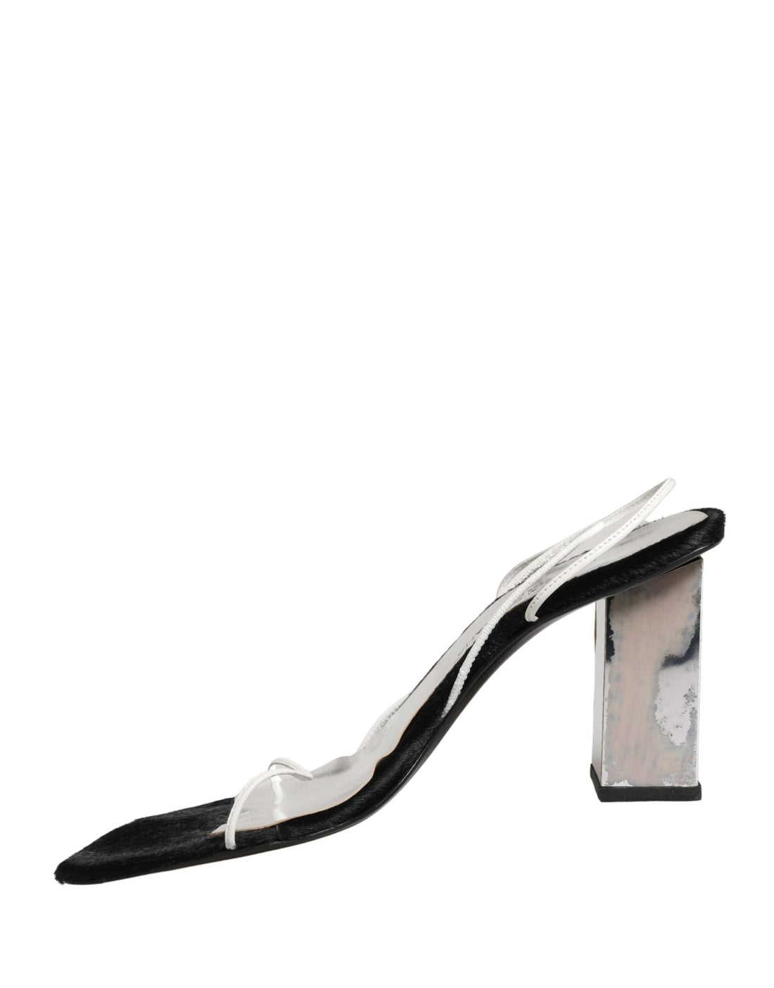 Dolce & Gabbana Silver Black Leather Block Heels Sandals Shoes - RIMODA