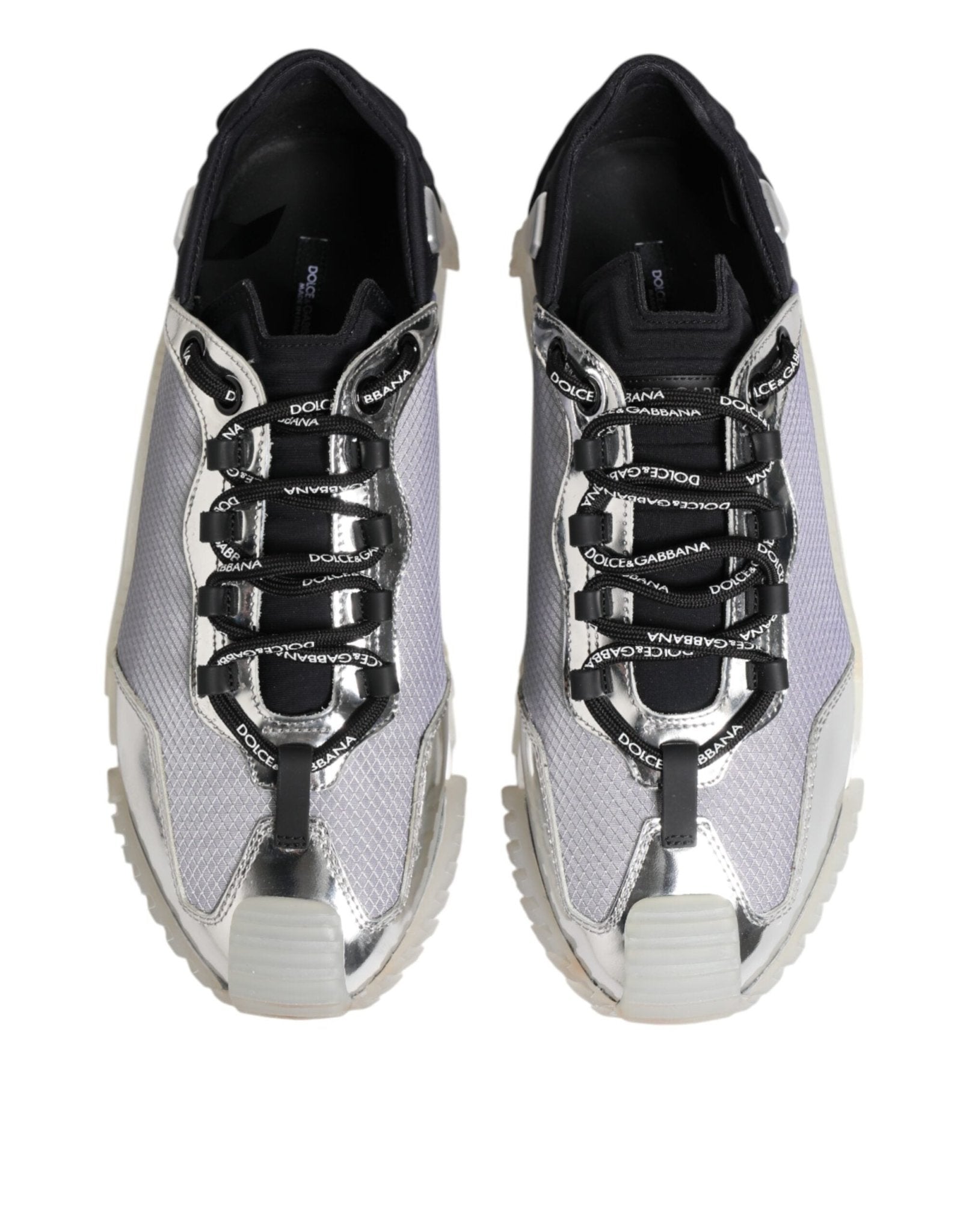 Dolce & Gabbana Silver Black Nylon NS1 Low Top Sneakers Shoes - RIMODA