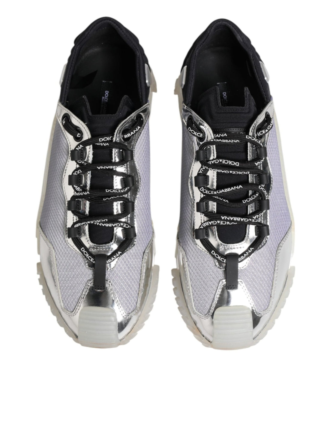Dolce & Gabbana Silver Black Nylon NS1 Low Top Sneakers Shoes - RIMODA
