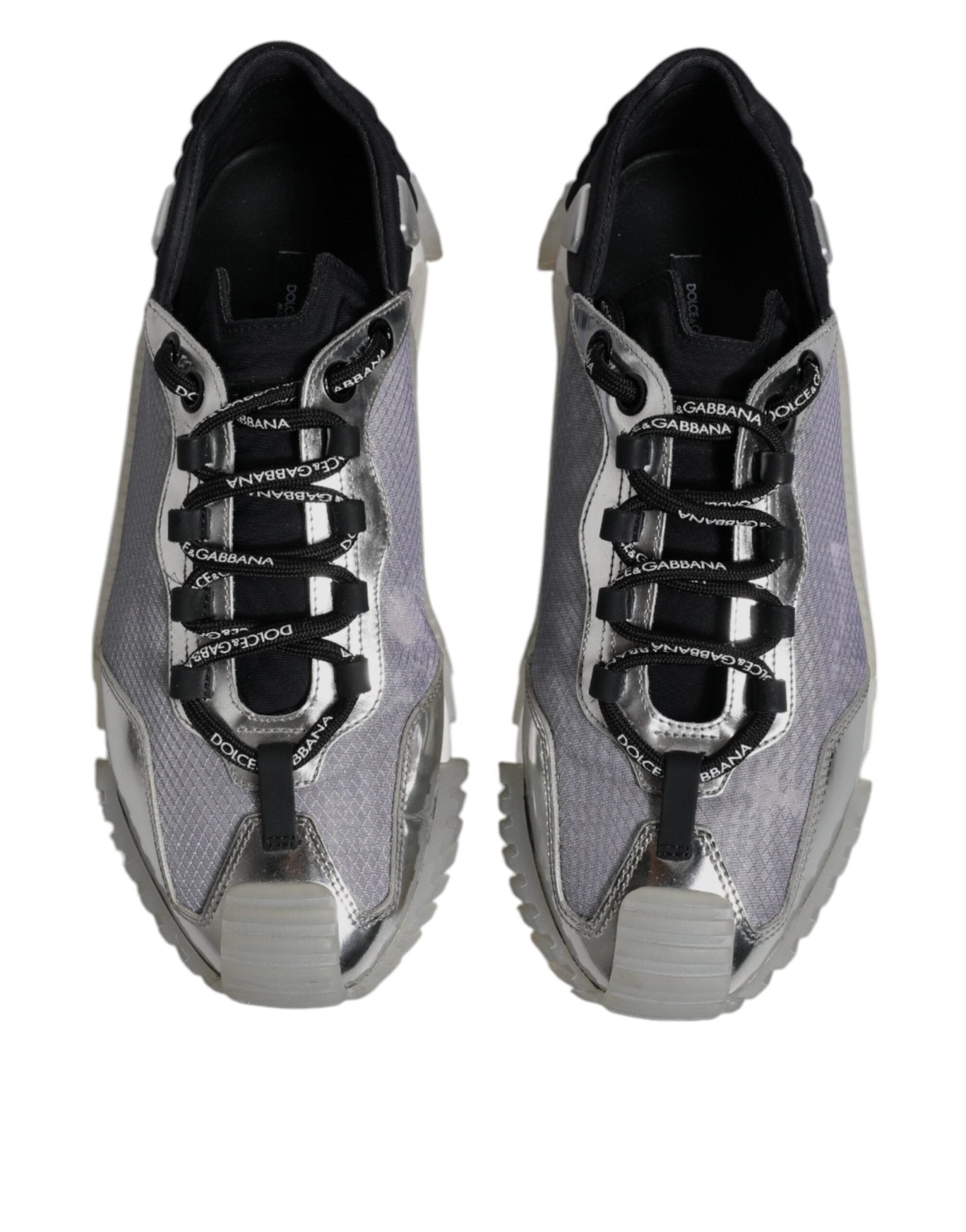 Dolce & Gabbana Silver Black Nylon NS1 Low Top Sneakers Shoes - RIMODA