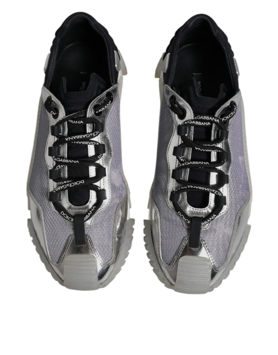 Dolce & Gabbana Silver Black Nylon NS1 Low Top Sneakers Shoes - RIMODA