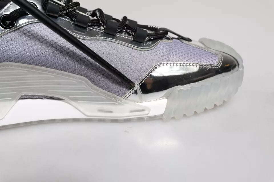 Dolce & Gabbana Silver Black Nylon NS1 Low Top Sneakers Shoes - RIMODA