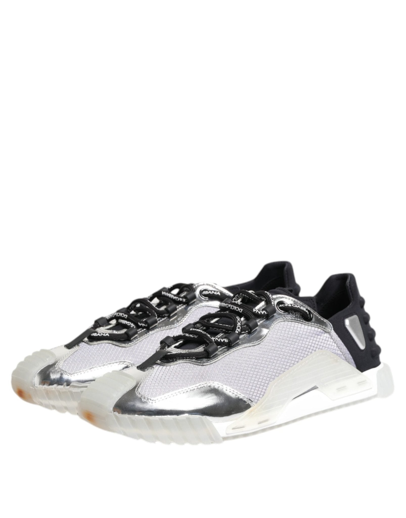 Dolce & Gabbana Silver Black Nylon NS1 Low Top Sneakers Shoes - RIMODA