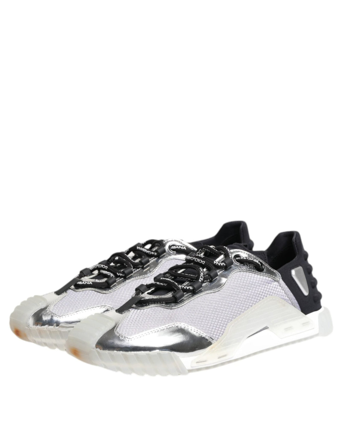 Dolce & Gabbana Silver Black Nylon NS1 Low Top Sneakers Shoes - RIMODA