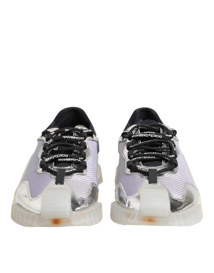 Dolce & Gabbana Silver Black Nylon NS1 Low Top Sneakers Shoes - RIMODA