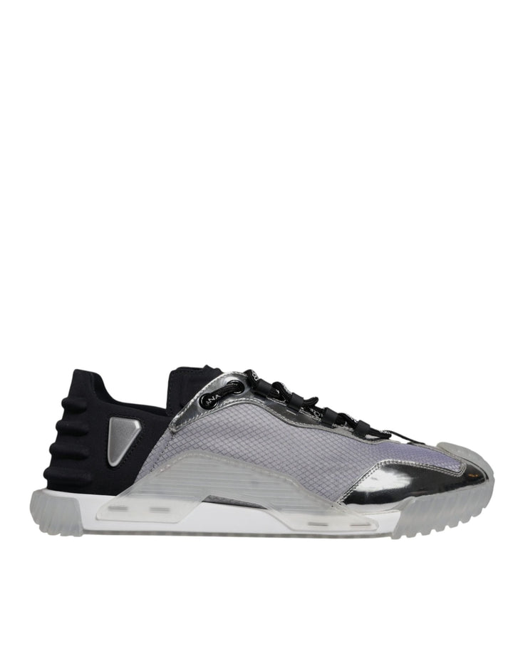 Dolce & Gabbana Silver Black Nylon NS1 Low Top Sneakers Shoes - RIMODA