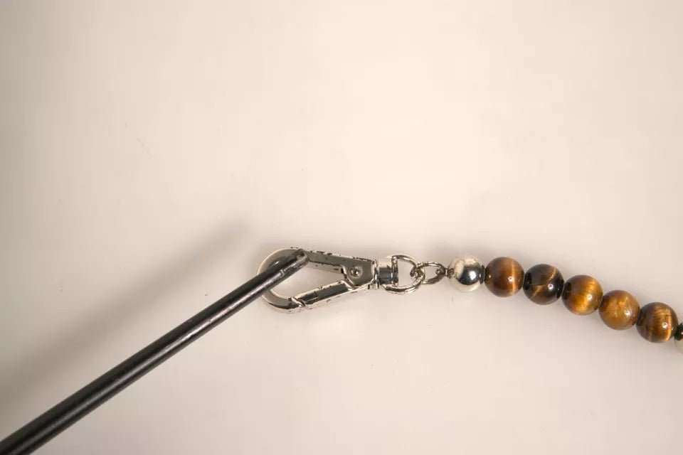 Dolce & Gabbana Silver Brass Chain Beaded Logo Plaque Keychain Keyring - RIMODA