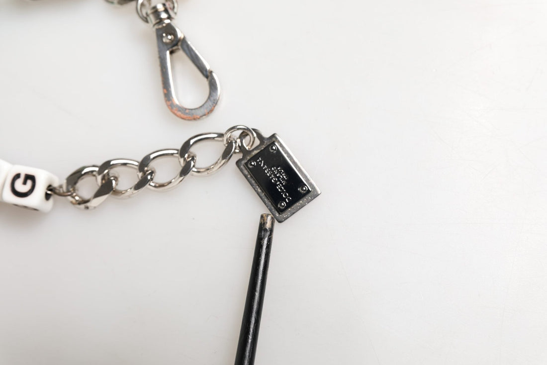 Dolce & Gabbana Silver Brass Chain Dice DG Logo EmbellishedCharm Bracelet - RIMODA