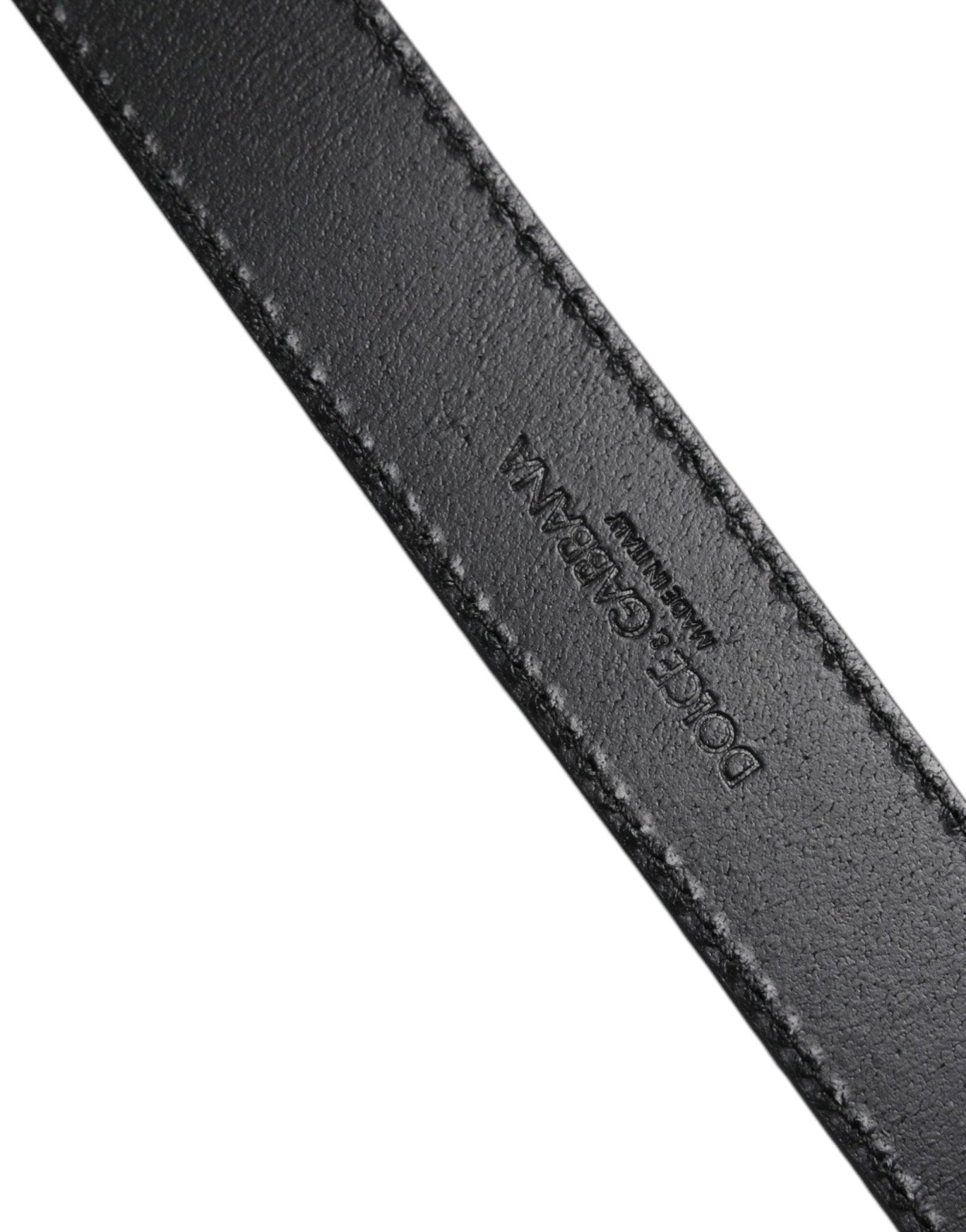 Dolce & Gabbana Silver Classic Gold Logo Plaque Buckle Belt - RIMODA