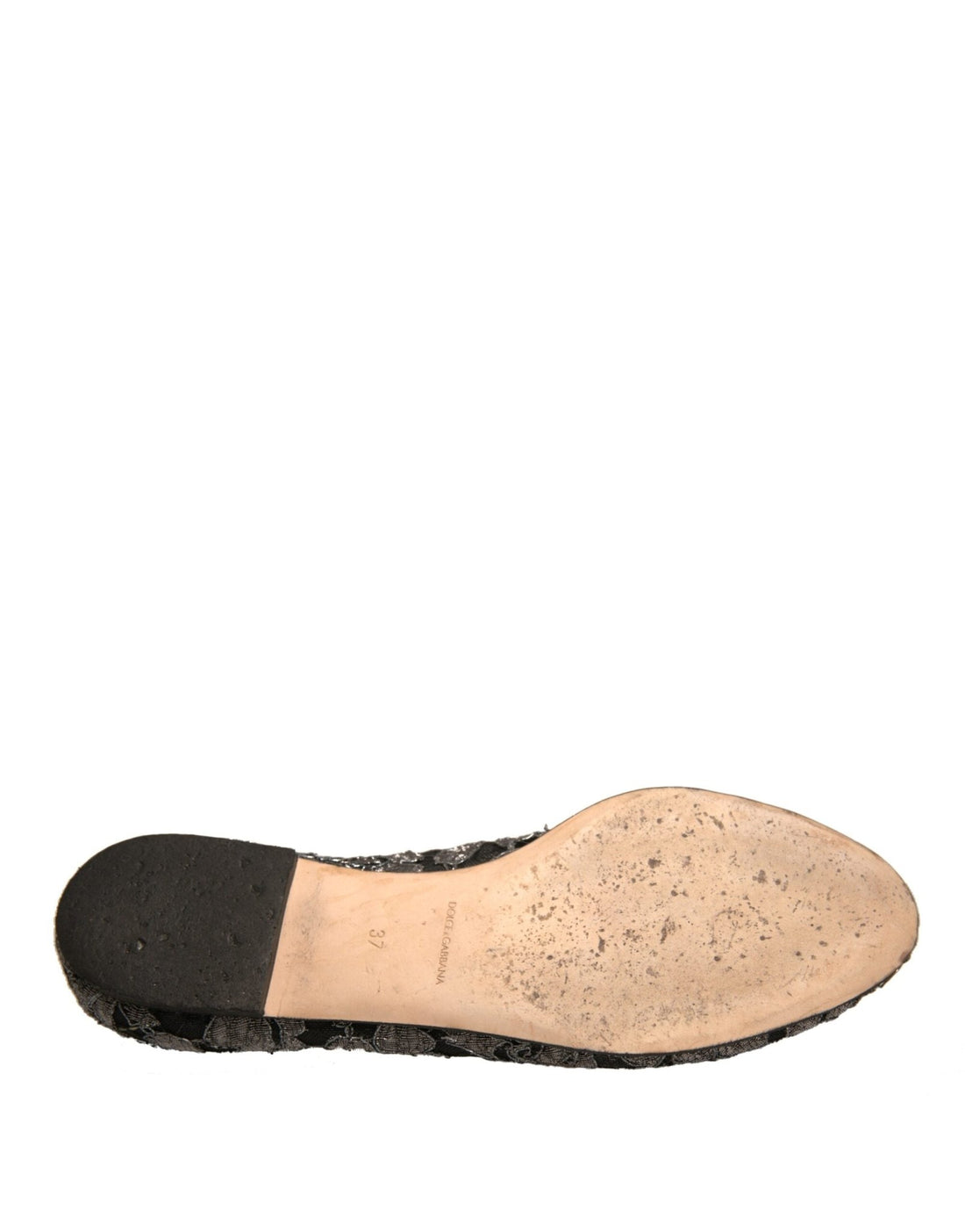 Dolce & Gabbana Silver Crystal Loafer Lace Ballet Flats Shoes - RIMODA