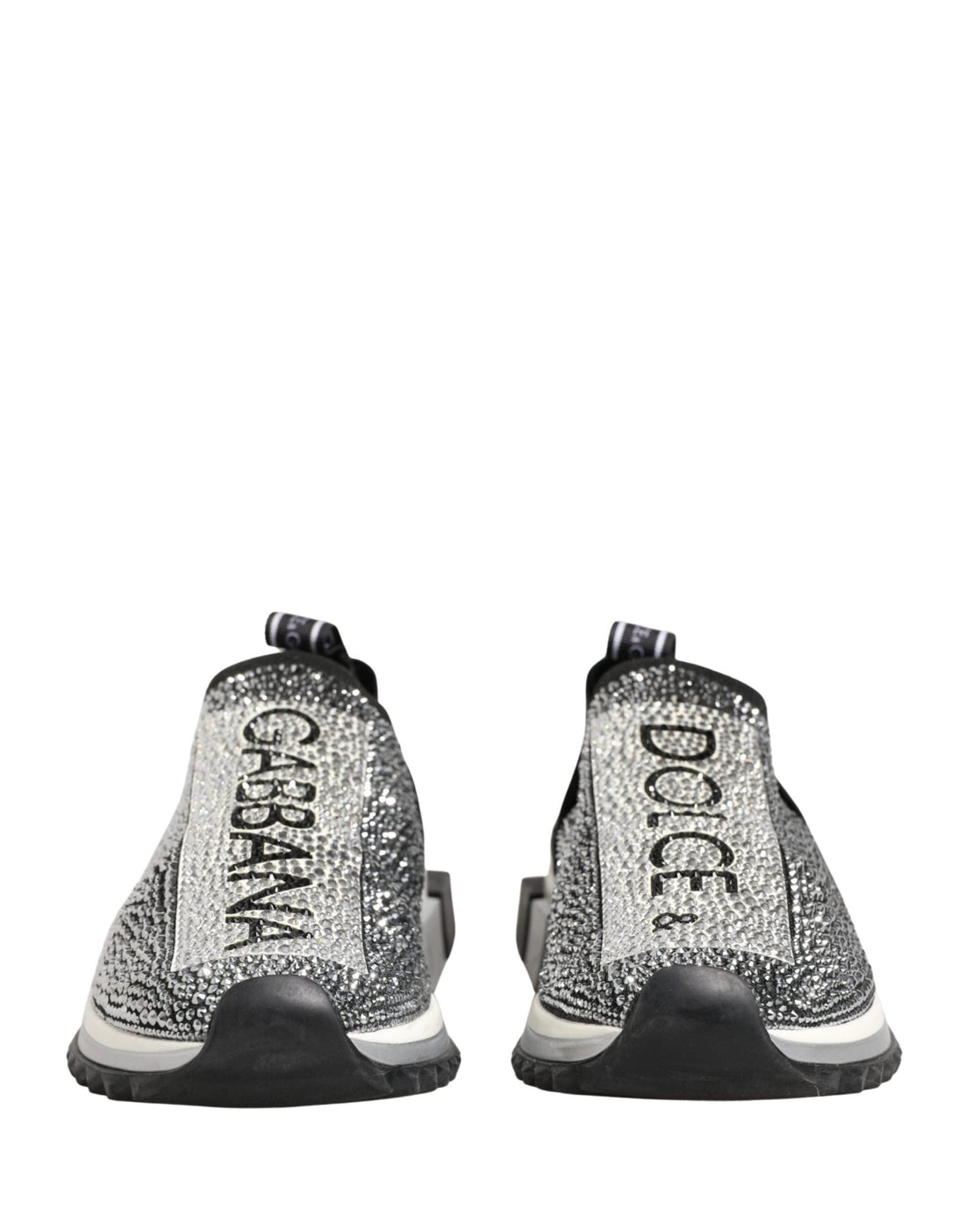 Dolce & Gabbana Silver Crystal Logo Slip On Sorrento Sneakers Shoes - RIMODA