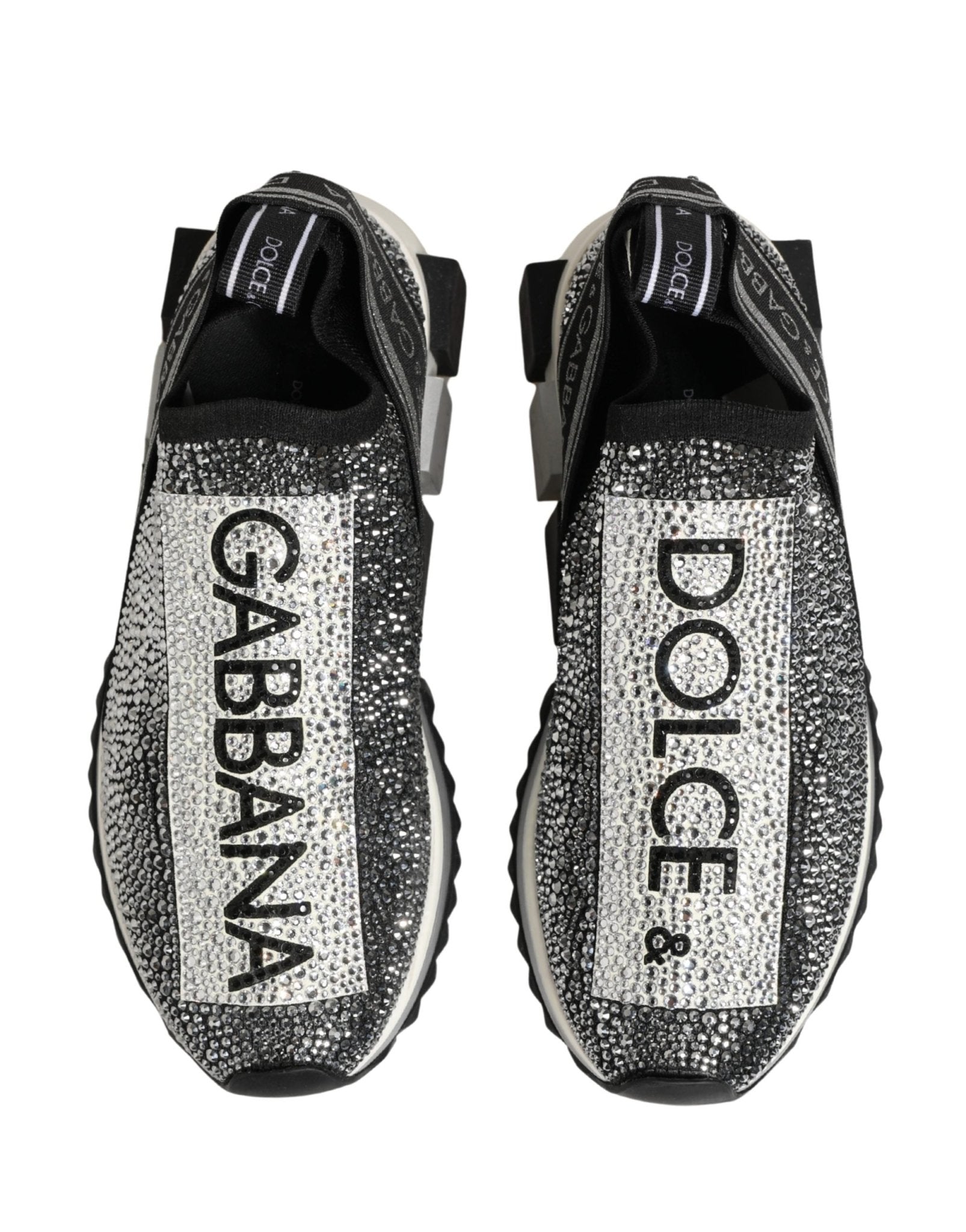 Dolce & Gabbana Silver Crystal Logo Slip On Sorrento Sneakers Shoes - RIMODA