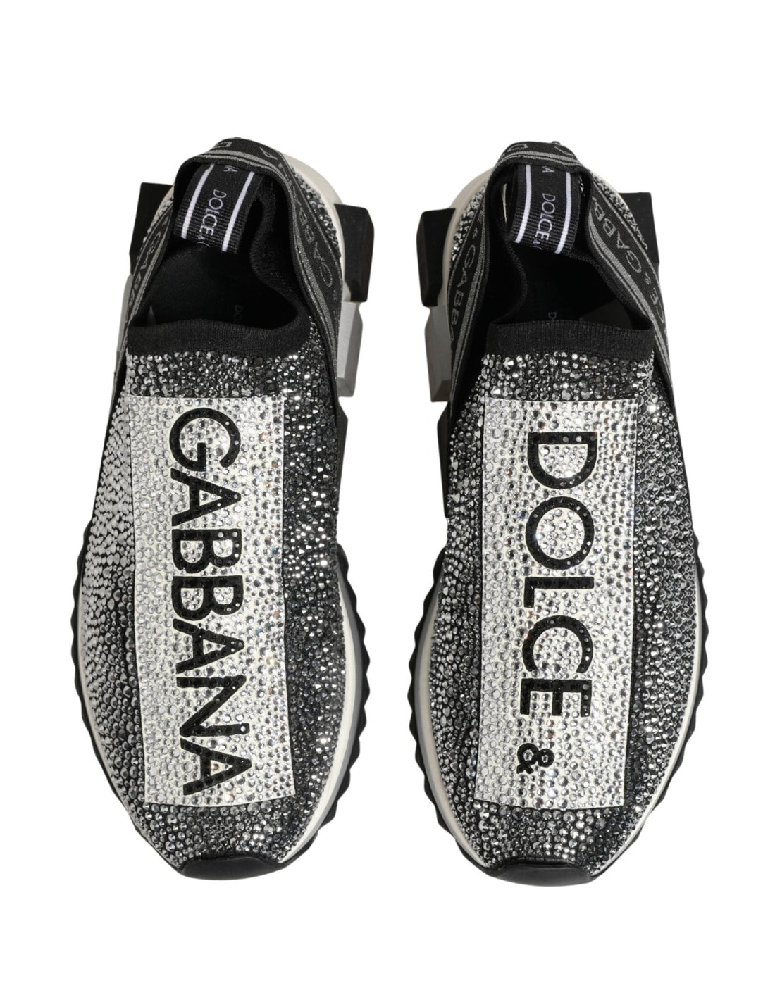 Dolce & Gabbana Silver Crystal Logo Slip On Sorrento Sneakers Shoes - RIMODA