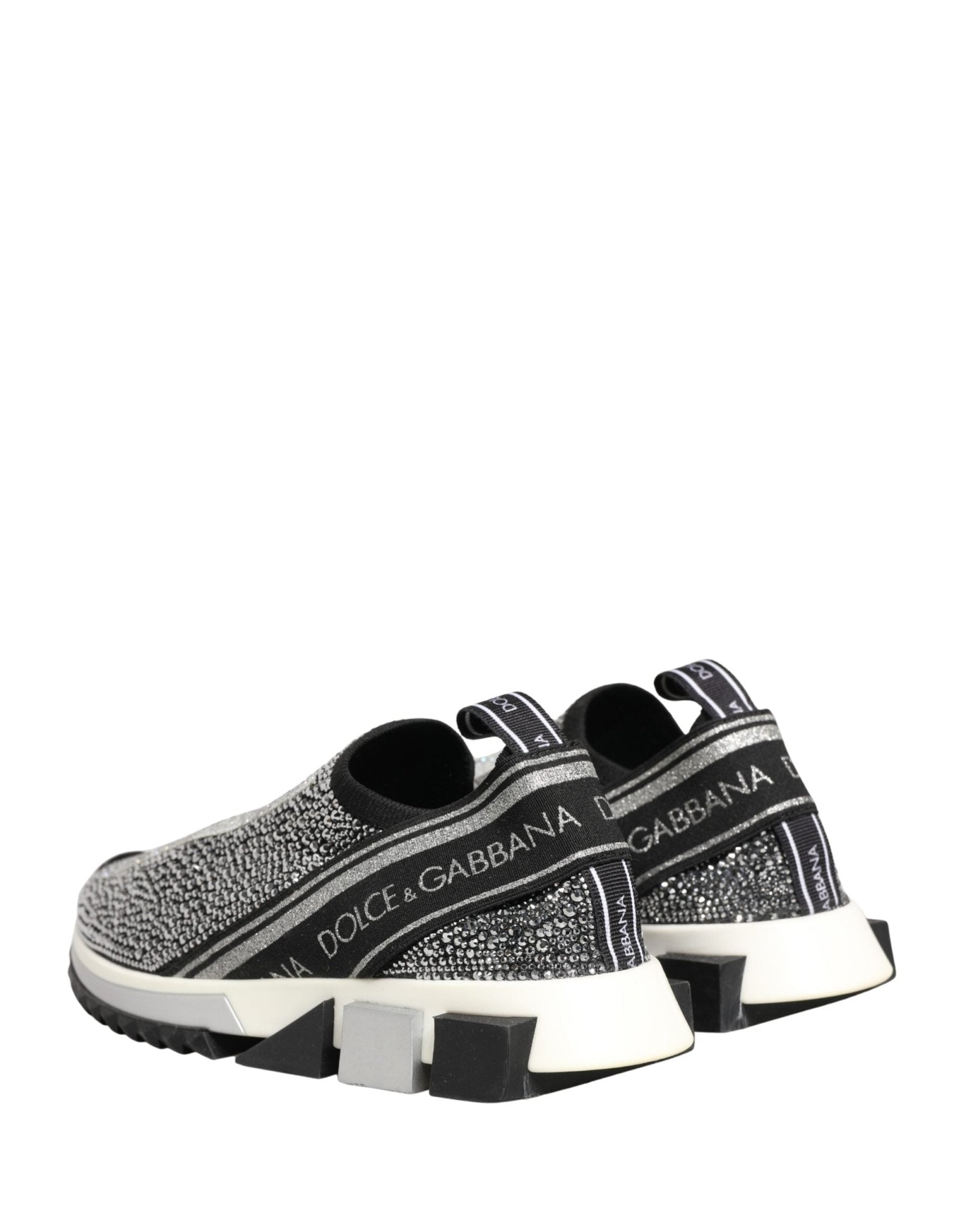 Dolce & Gabbana Silver Crystal Logo Slip On Sorrento Sneakers Shoes - RIMODA