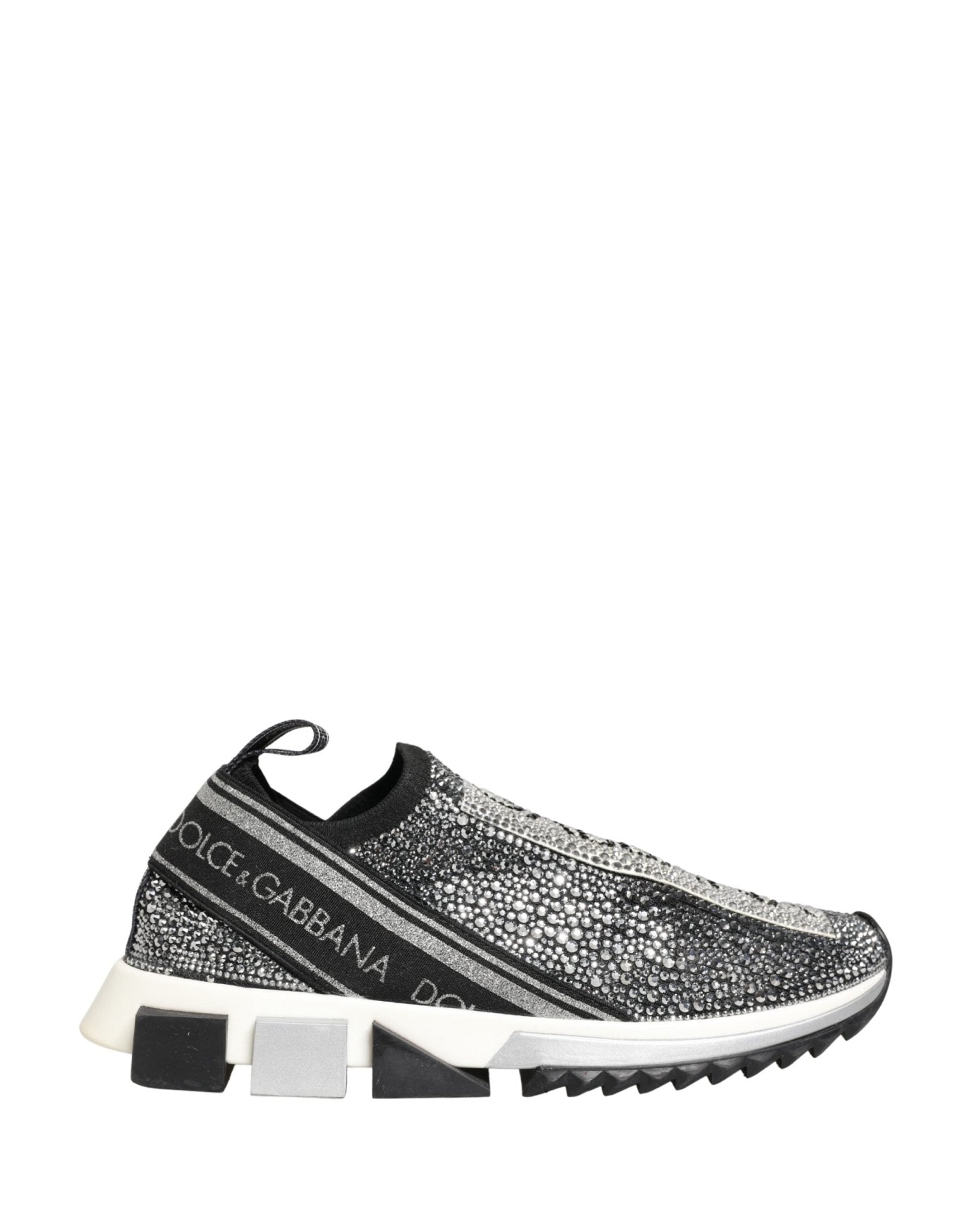 Dolce & Gabbana Silver Crystal Logo Slip On Sorrento Sneakers Shoes - RIMODA