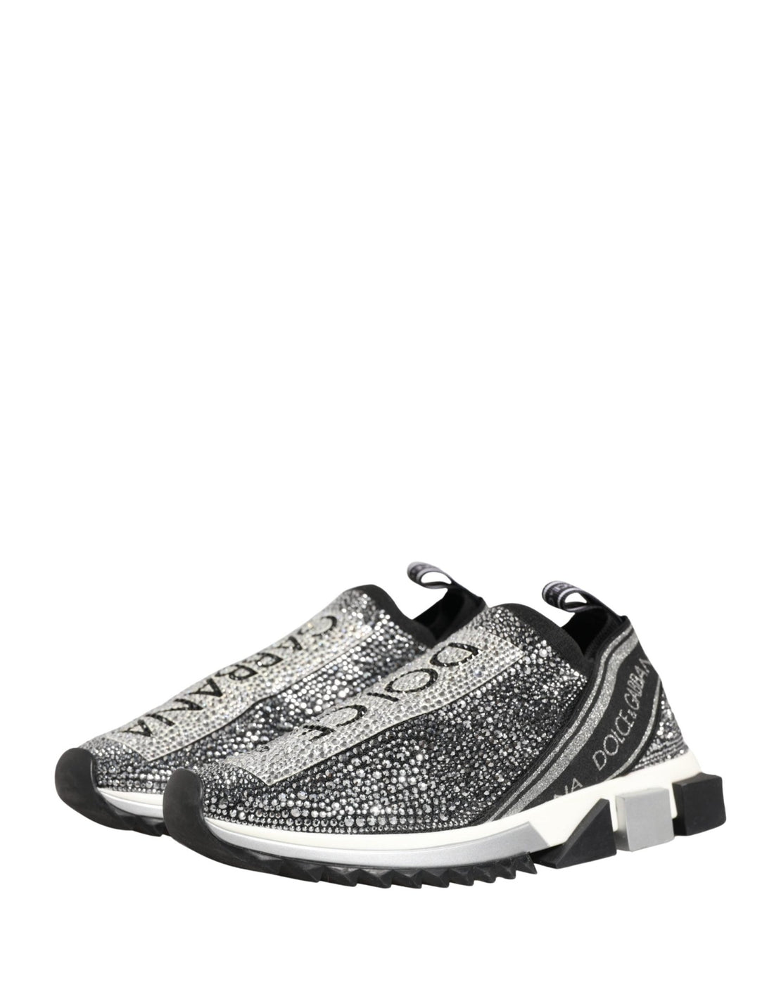 Dolce & Gabbana Silver Crystal Logo Slip On Sorrento Sneakers Shoes - RIMODA