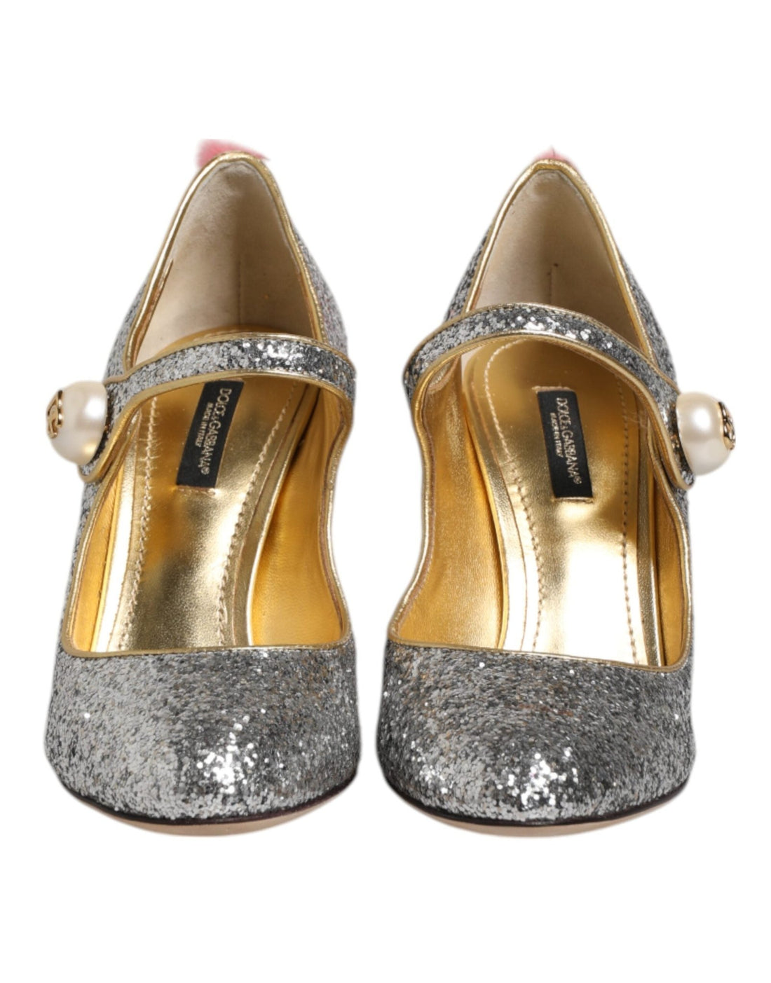 Dolce & Gabbana Silver Glitter Mink Fur VALLY Pump Shoes - RIMODA