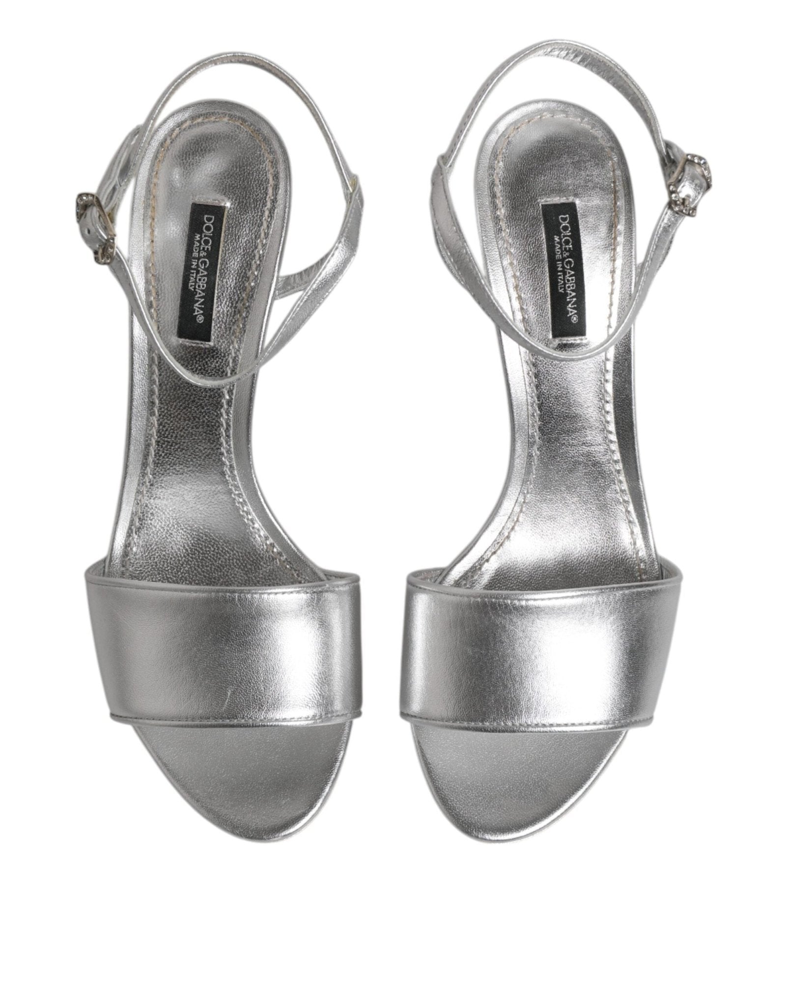 Dolce & Gabbana Silver KEIRA Heels Ankle Strap Sandals Shoes - RIMODA