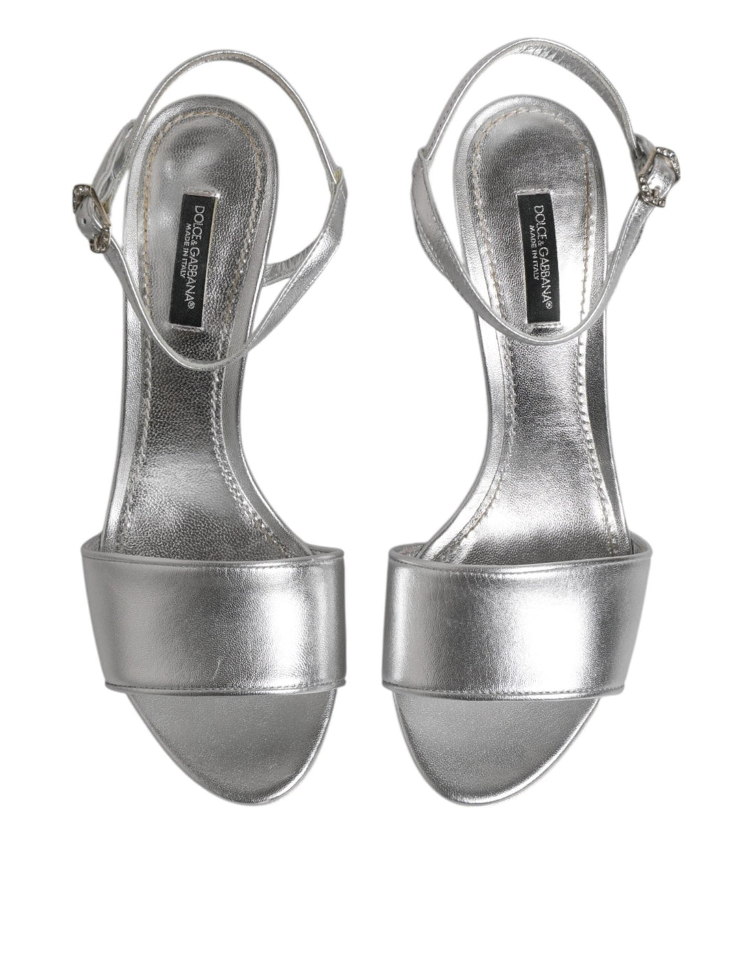 Dolce & Gabbana Silver Leather DG Heels Keira Sandals Shoes - RIMODA
