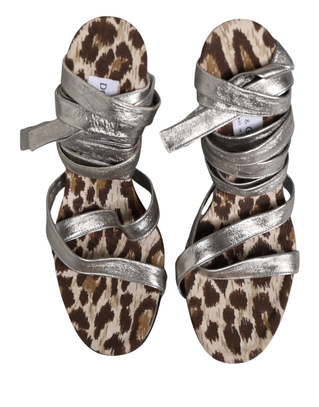 Dolce & Gabbana Silver Leather Platform Wedge Sandals Shoes - RIMODA