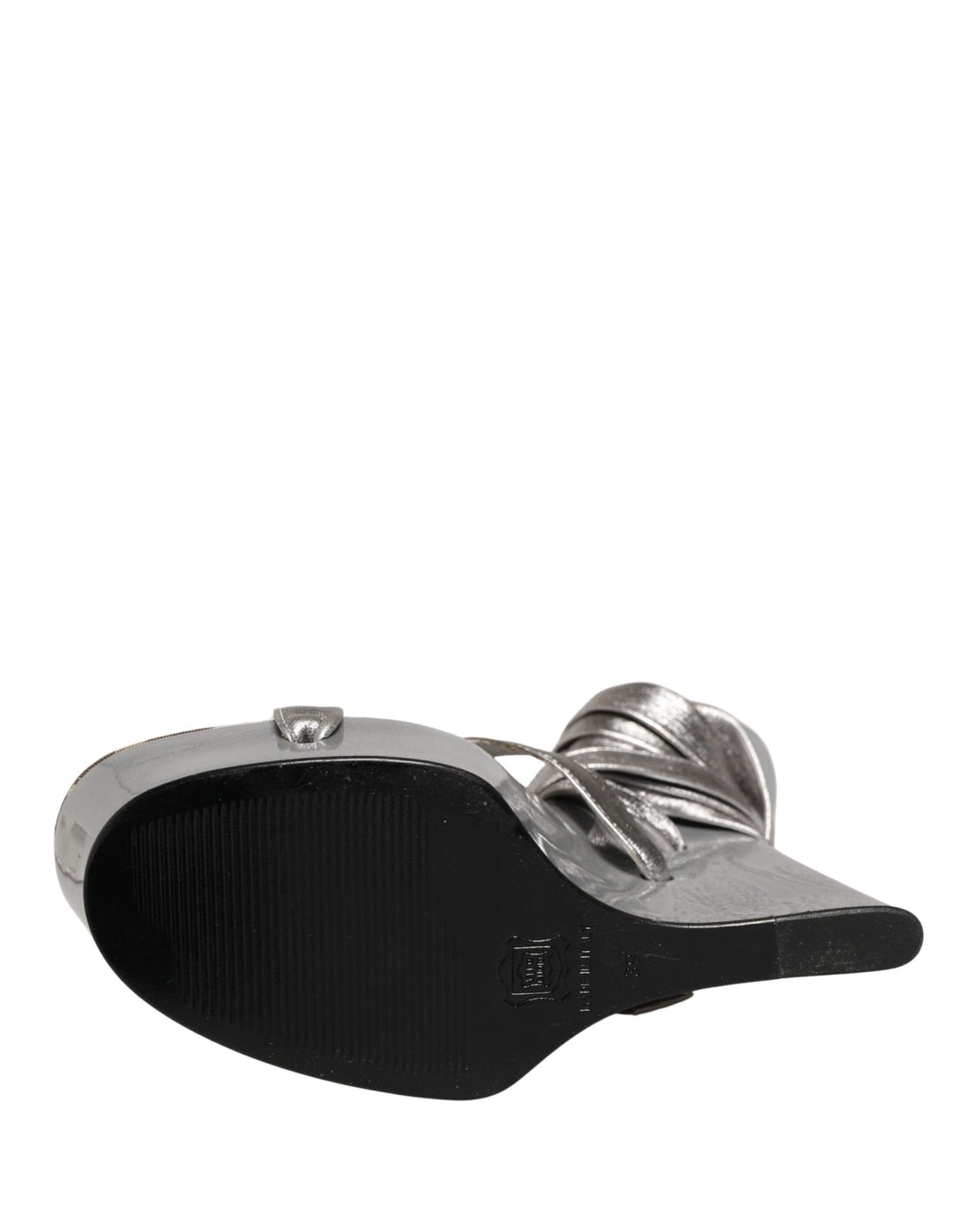 Dolce & Gabbana Silver Leather Platform Wedge Sandals Shoes - RIMODA